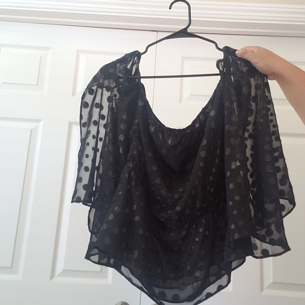 Metallic Dot  off the shoulder blouse